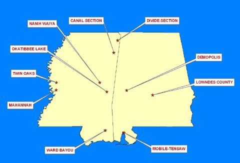 Vicinity Map for the Tennessee-Tombigbee Waterway